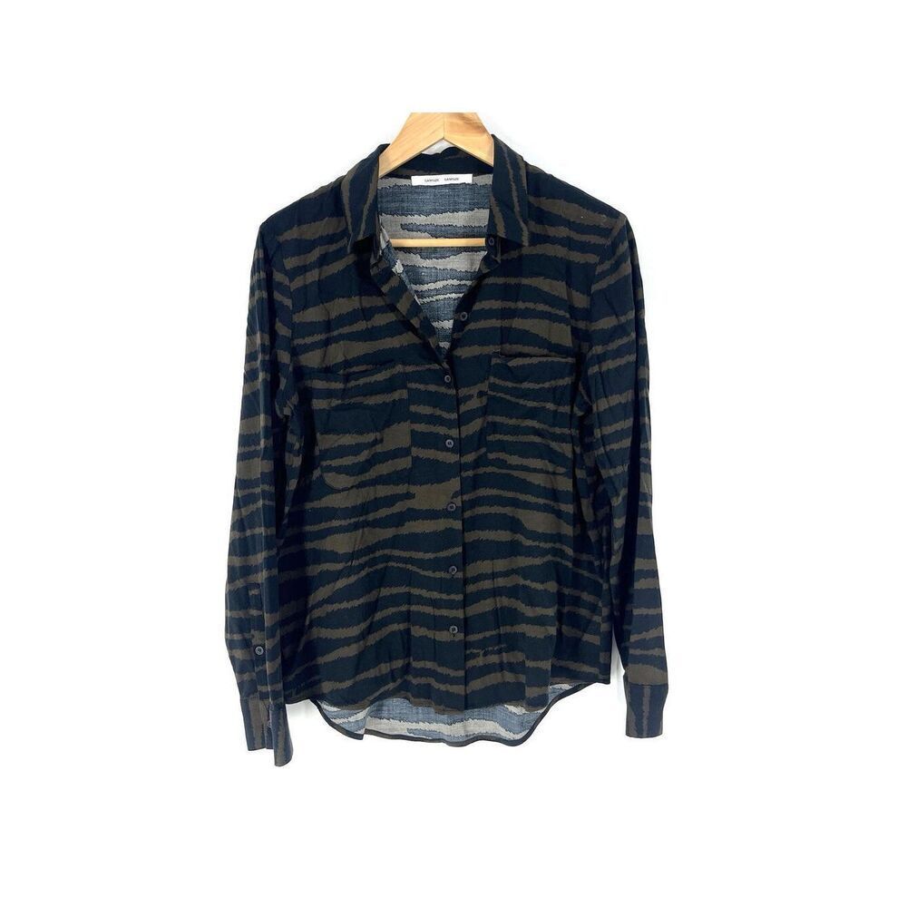 Samsoe Samsoe Shirt Size Small Womens Black Brown Zebra Print Milly Button Up